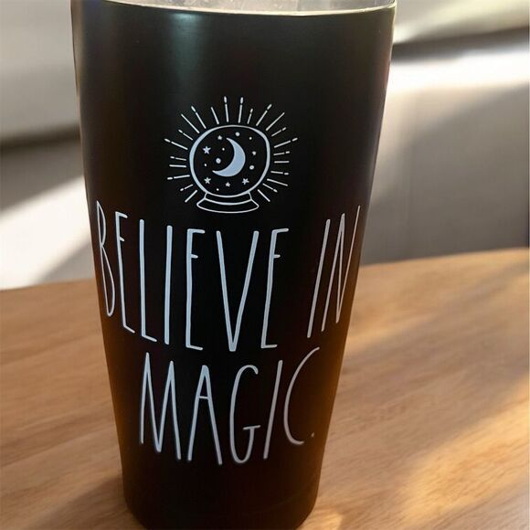 Rae Dunn Believe in Magic 17 oz Black Insulated Tumbler Double-Walled Vacuum - Picture 1 of 7
